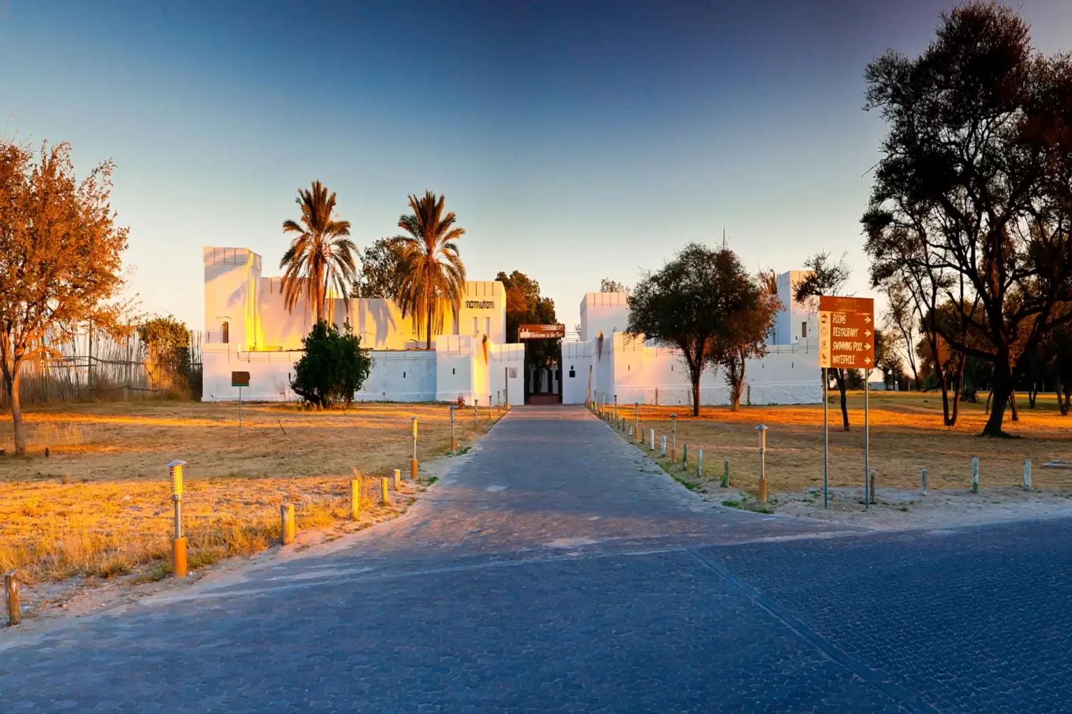 Namutoni Resort historic fort entrance, Etosha National Park
