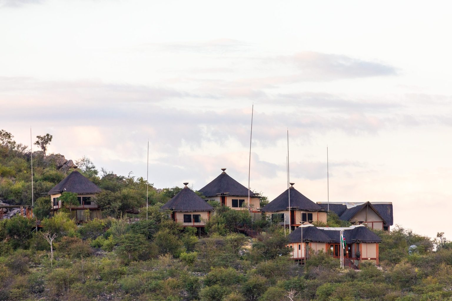 Dolomite Camp chalets built along the dolomite ridge in western Etosha