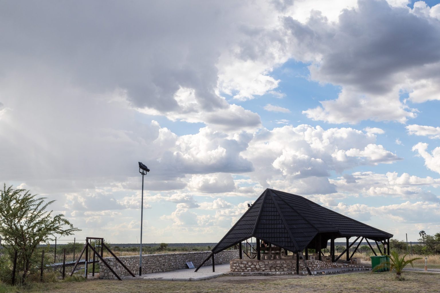 Raised waterhole viewing deck at Namutoni Camp, Etosha