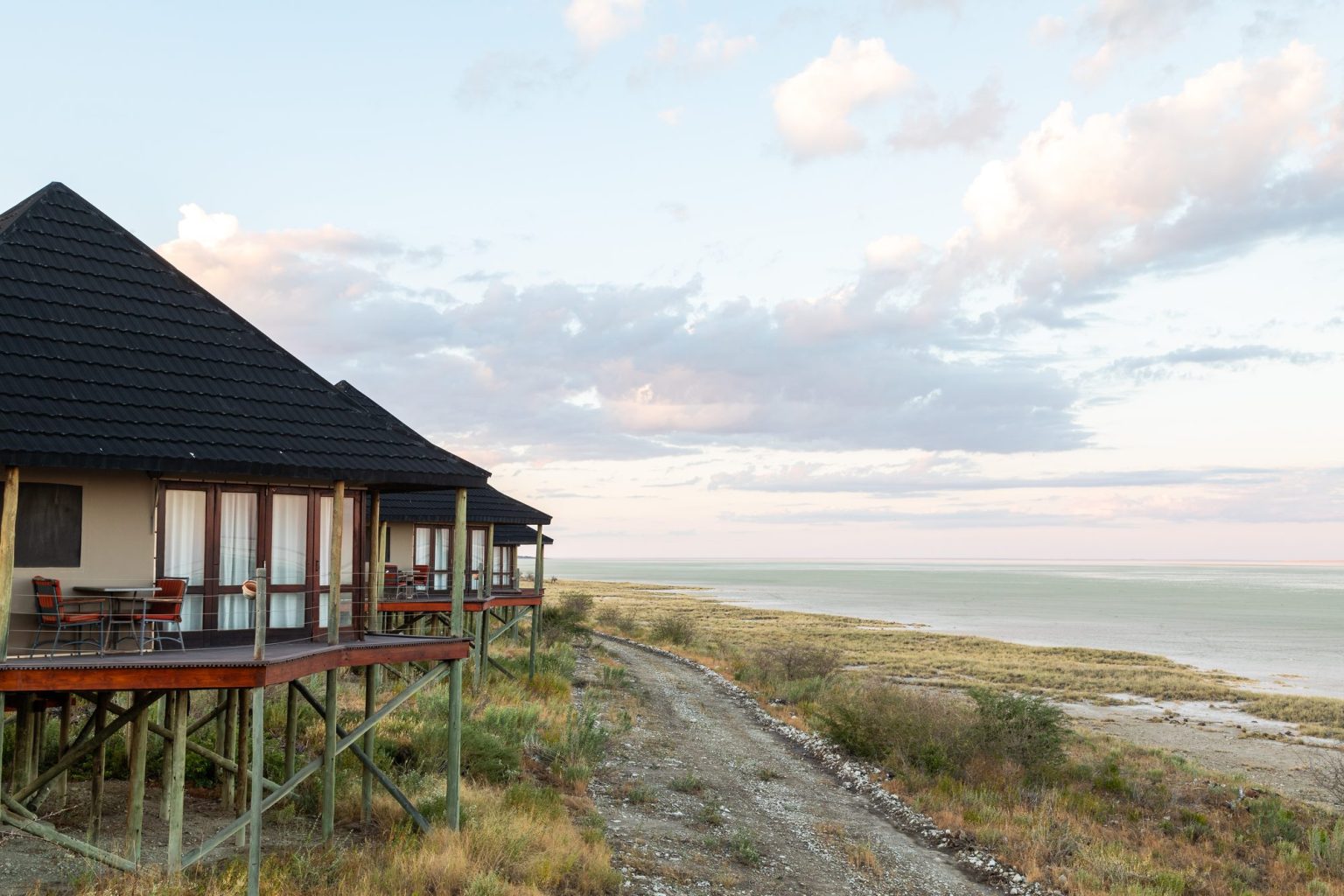 Chalet deck looking over the Etosha Pan at Onkoshi Camp